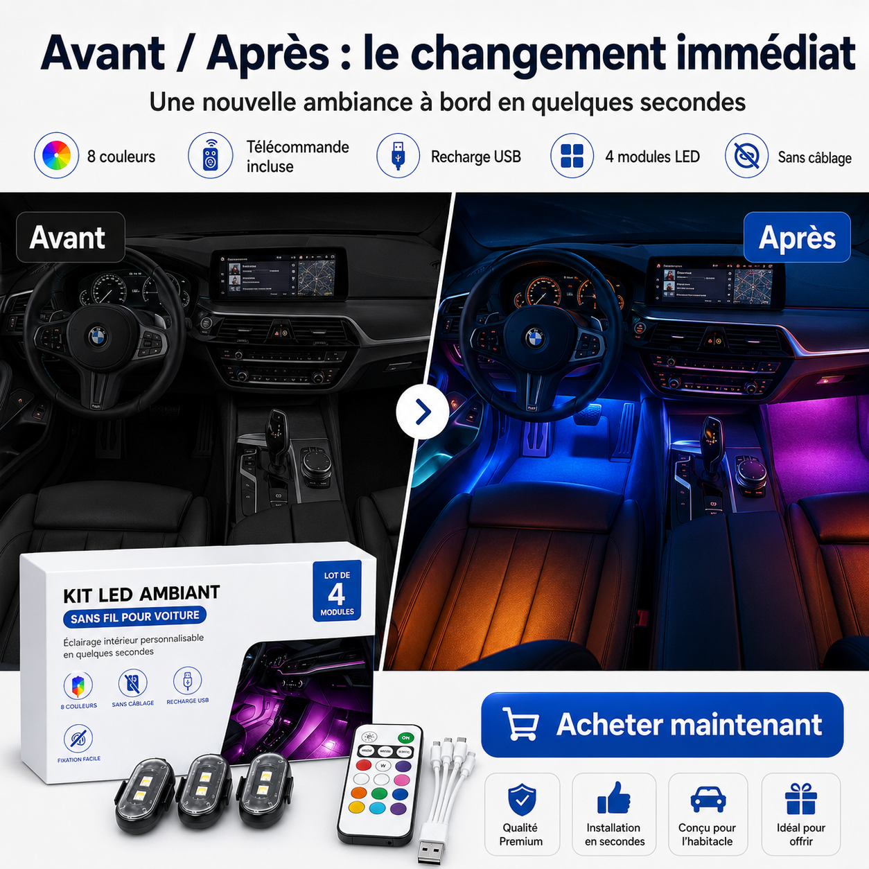 Mini Lampes LED Stroboscopiques Sans Fil avec Télécommande